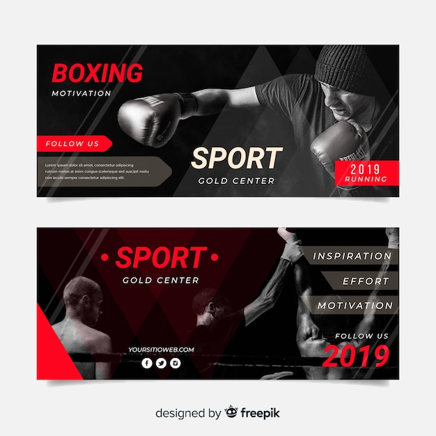 Modello di banner di sport con foto