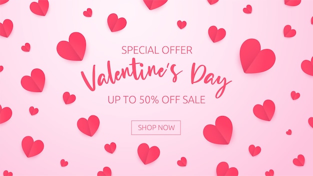 Modello di banner di vendita di San Valentino, offerta speciale