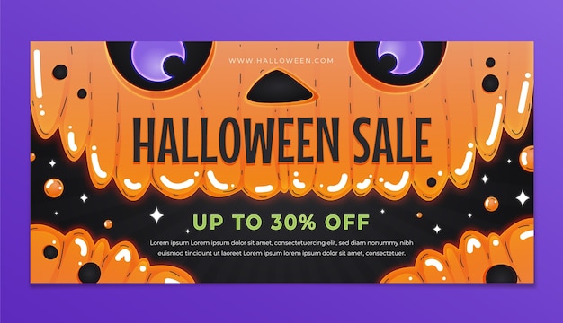Modello di banner di vendita orizzontale di halloween sfumato