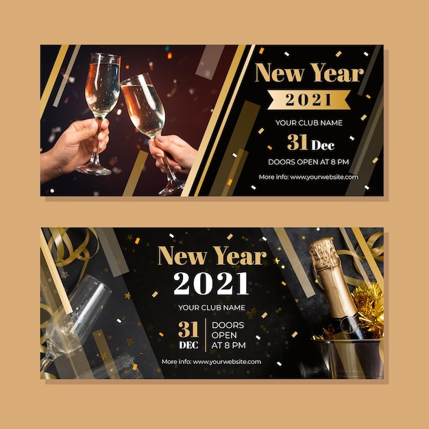 Modello di banner festa di nuovo anno 2021