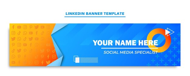 Modello di banner Linkedin con l'icona dei social media