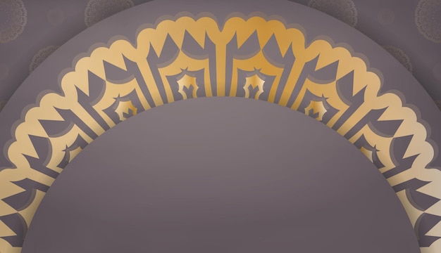 Modello di banner marrone con ornamenti in oro indiano e spazio di testo