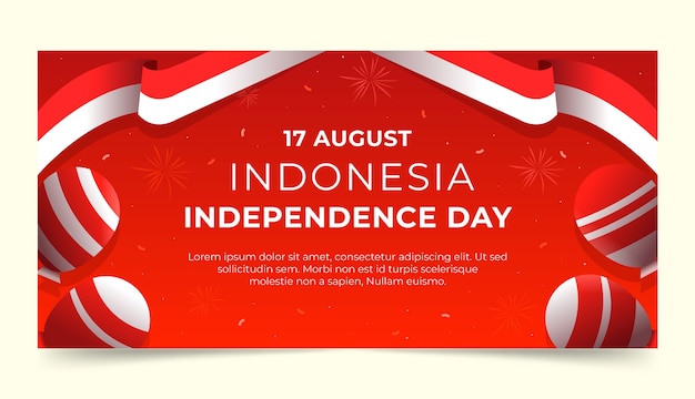 Modello di banner orizzontale del giorno dell'indipendenza dell'indonesia gradiente
