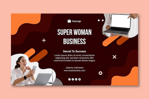 Modello di banner orizzontale della donna di affari