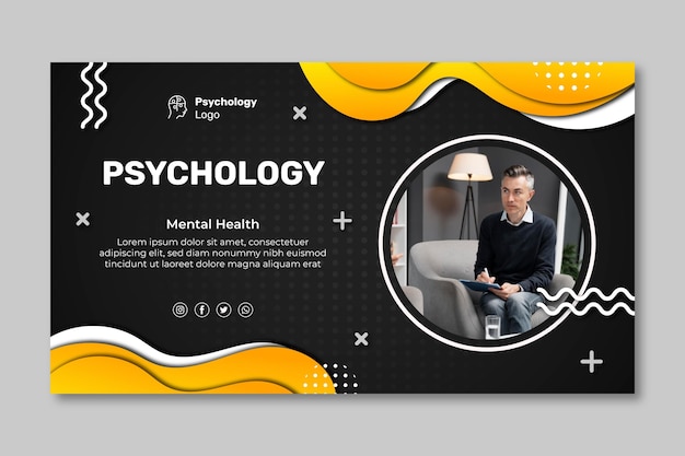 Modello di banner orizzontale di psicologia