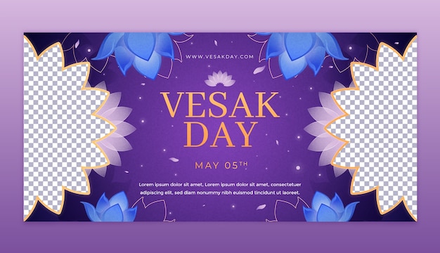 Modello di banner orizzontale gradiente per la celebrazione della festa di vesak
