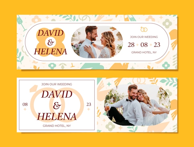 Modello di banner orizzontale per la celebrazione del matrimonio
