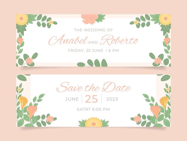 Modello di banner orizzontale per la celebrazione del matrimonio