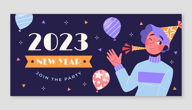 Modello di banner orizzontale per la celebrazione del nuovo anno