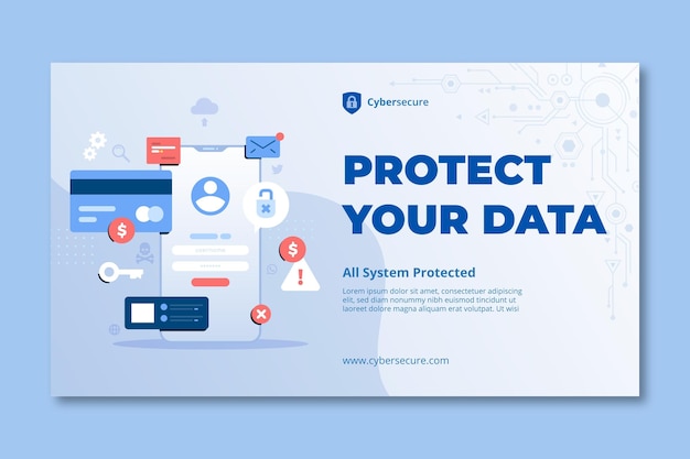 Modello di banner orizzontale per la sicurezza informatica