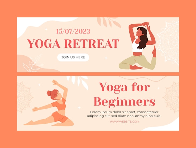 Modello di banner orizzontale per ritiro yoga