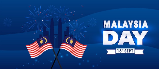 Modello di banner orizzontale piatto per la celebrazione del giorno della Malesia