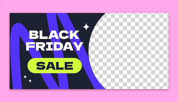 Modello di banner orizzontale piatto per le vendite del black friday