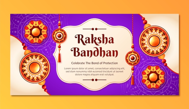 Modello di banner orizzontale realistico raksha bandhan