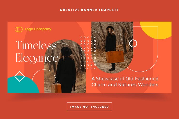 Vettore modello di banner orizzontale vintage rosso
