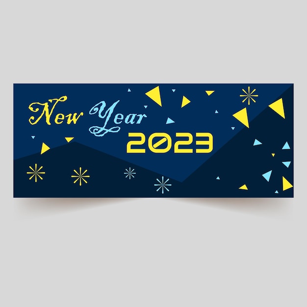 Modello di banner per feste di design piatto per il nuovo anno 2023.