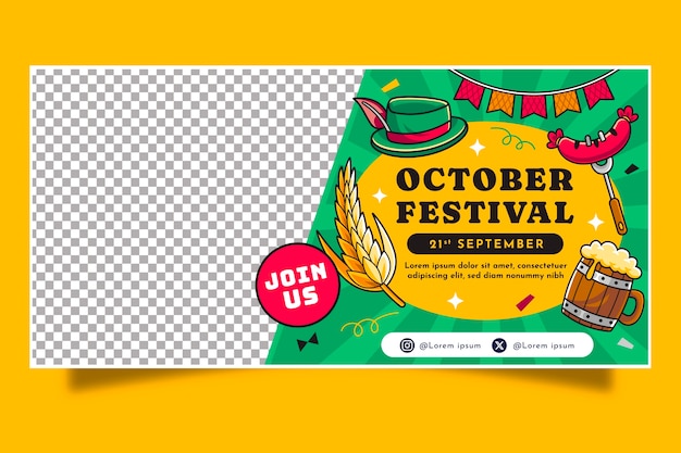 Modello di banner per la celebrazione del festival della birra Oktoberfest