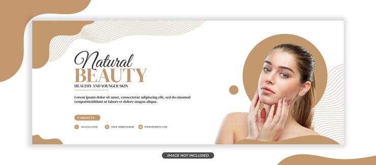 Vettore modello di banner per la cura della pelle e cosmetici naturali