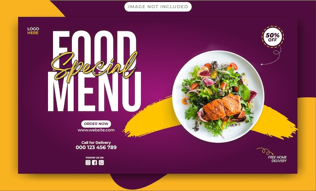 modello di banner per menu e ristoranti sui social media