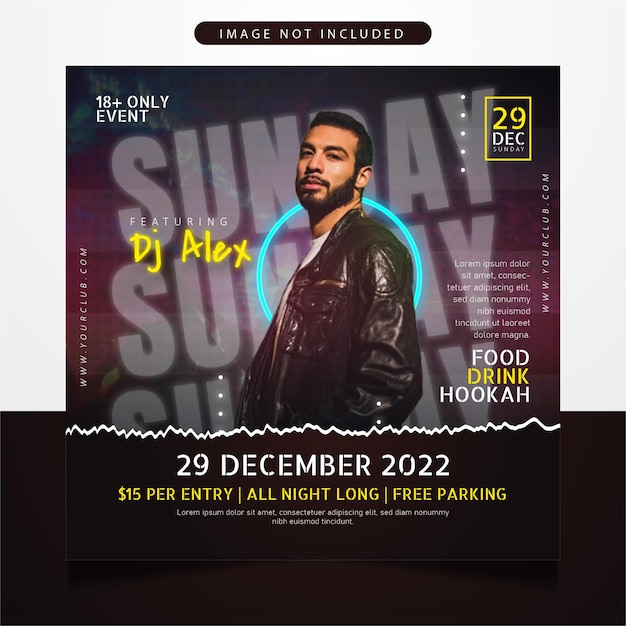 Modello di banner per post sui social media per club dj party flyer