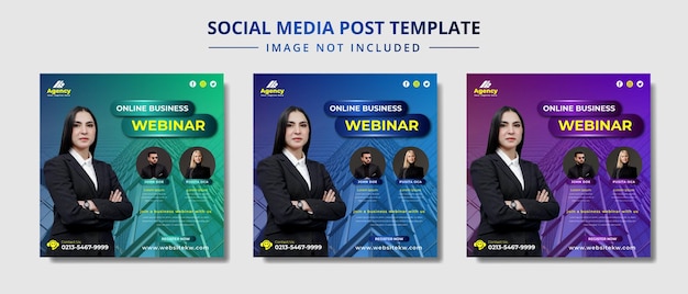 Modello di banner per post sui social media per webinar online aziendale