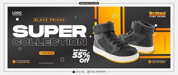 Modello di banner per social media Black Friday Super Collection