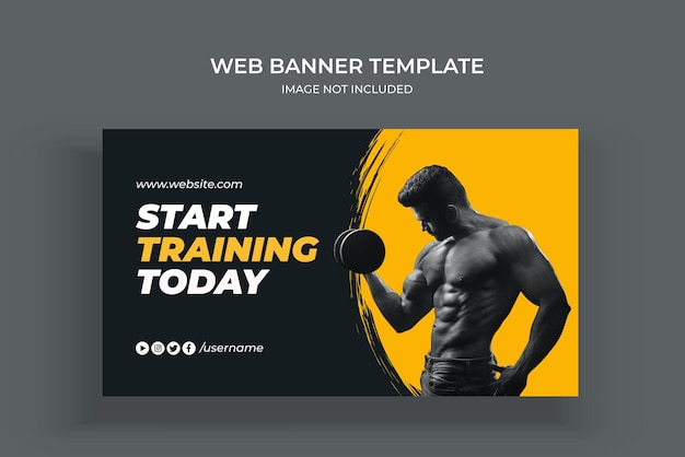 Modello di banner per social media di allenamento in palestra e fitness