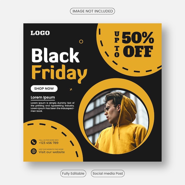 Modello di banner per social media di vendita del black friday e post di Instagram