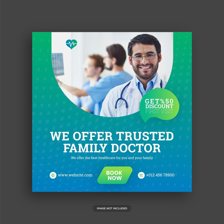 Modello di banner per social media medico