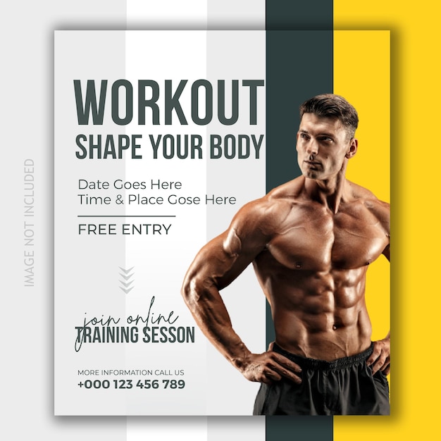 modello di banner per social media per palestra e fitness