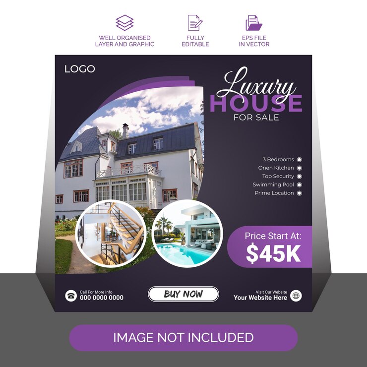 Modello di banner post o web per i social media della casa immobiliare