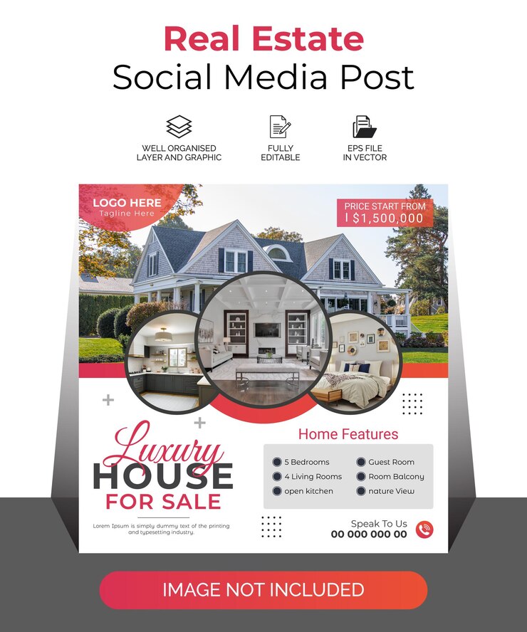 Modello di banner post o web per i social media della casa immobiliare