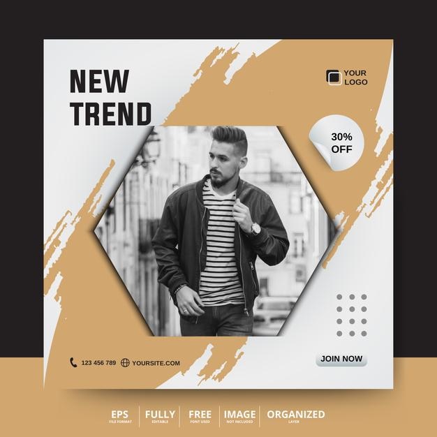 Modello di banner post sui social media di vendita di moda