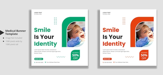 Modello di banner post sui social media per cure odontoiatriche