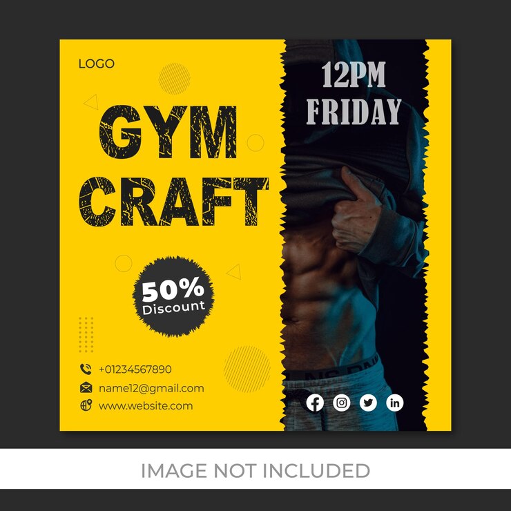 Modello di banner poster social media palestra e fitness