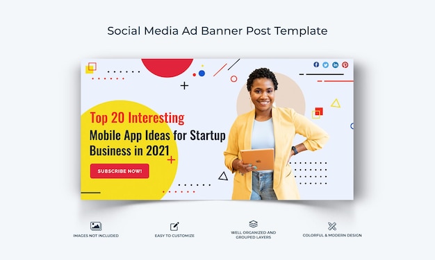 Modello di banner pubblicitario di Facebook per l'avvio