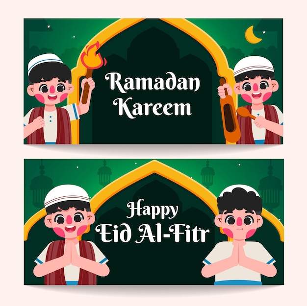 modello di banner ramadan e eid alfitr