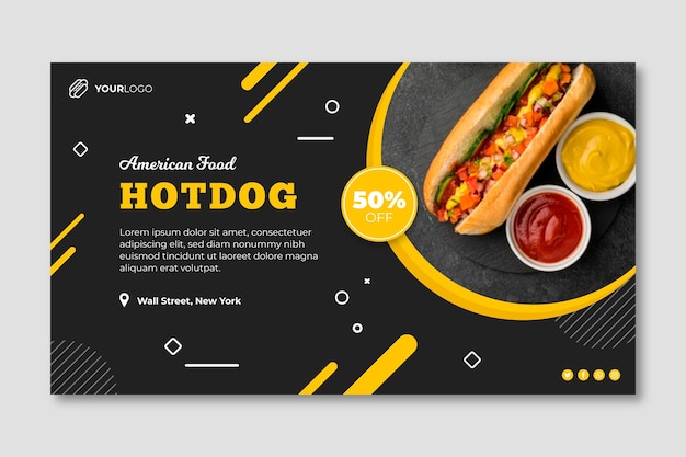 Modello di banner ristorante cibo americano