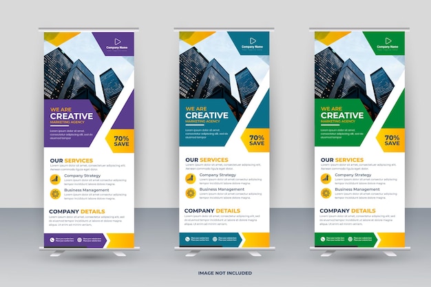 modello di banner roll up aziendale con idee di forme creative
