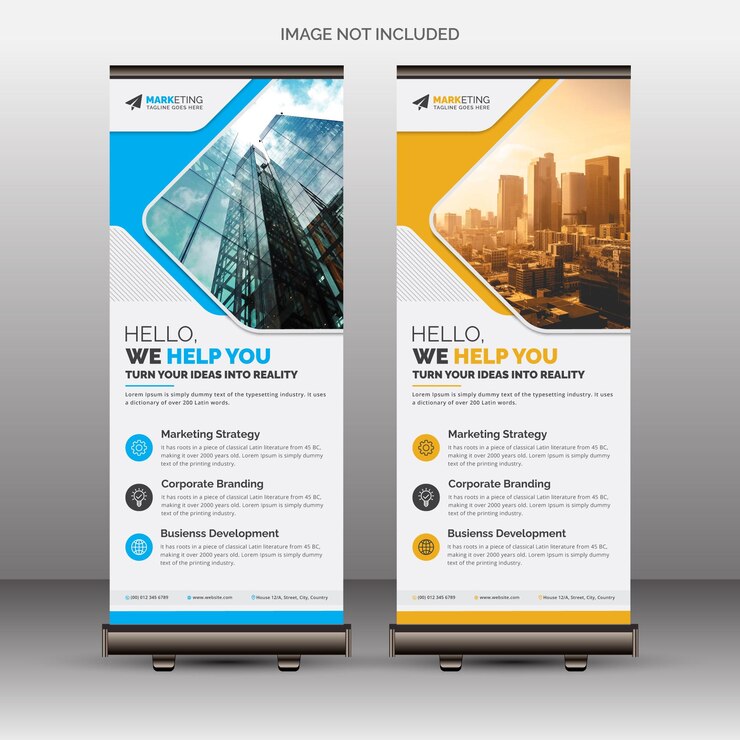 Modello di banner roll up aziendale creativo moderno per pubblicità commerciale e uso multiuso