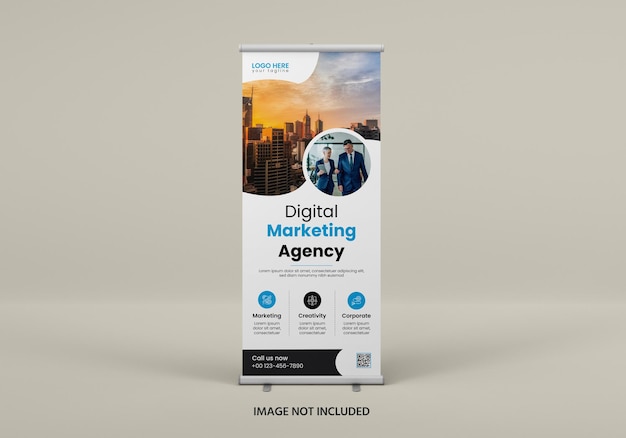 Modello di banner roll up medico aziendale premium