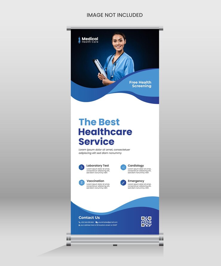 Modello di banner roll up sanitario e medico