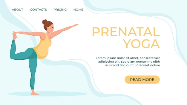 Modello di banner vettoriale per il sito Web dello studio di yoga prenatale Una donna incinta si dedica allo sport
