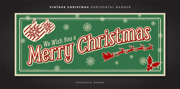 Modello di banner vintage di buon Natale