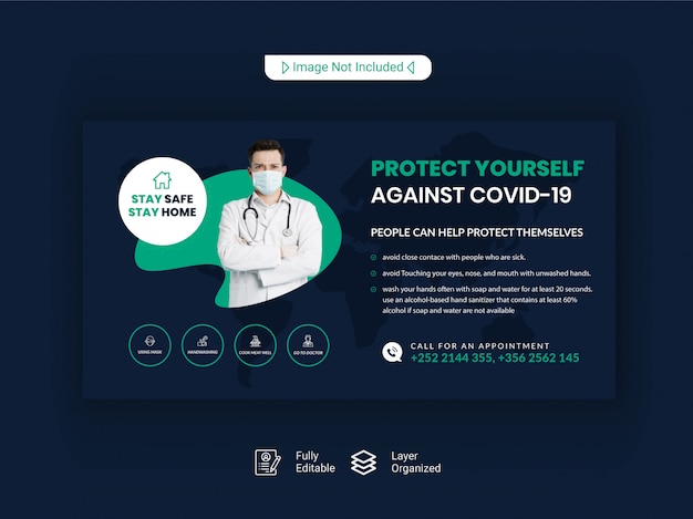Modello di banner web coronavirus o covid-19