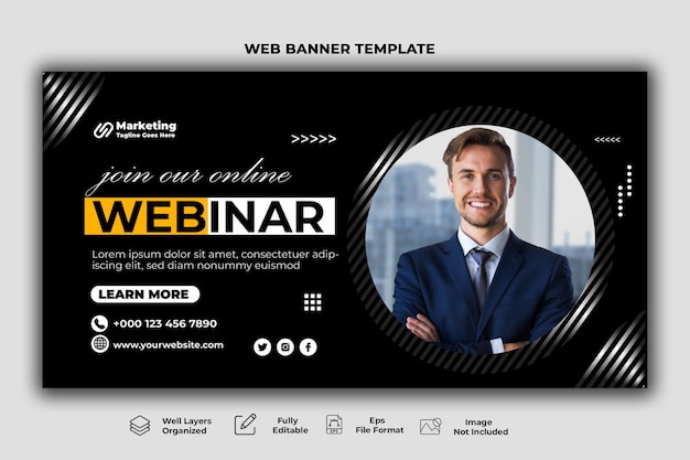 Modello di banner web di marketing aziendale creativo.