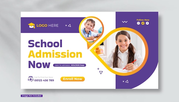 Modello di banner web per l'ammissione alla scuola