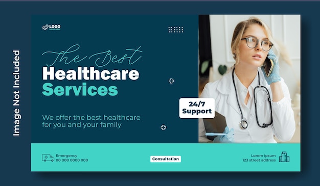 Modello di banner web per la promozione di annunci di servizi medici
