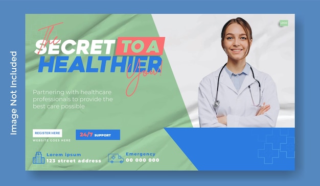 Modello di banner web per la promozione di annunci di servizi medici