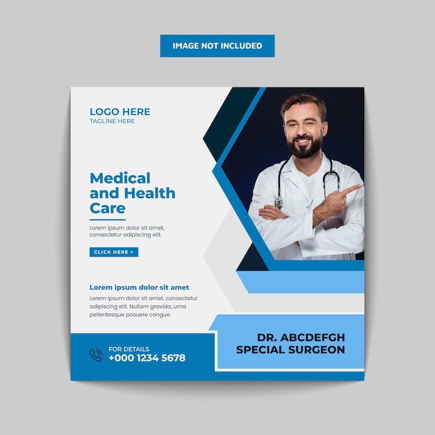 Modello di banner web per social media di assistenza sanitaria medica